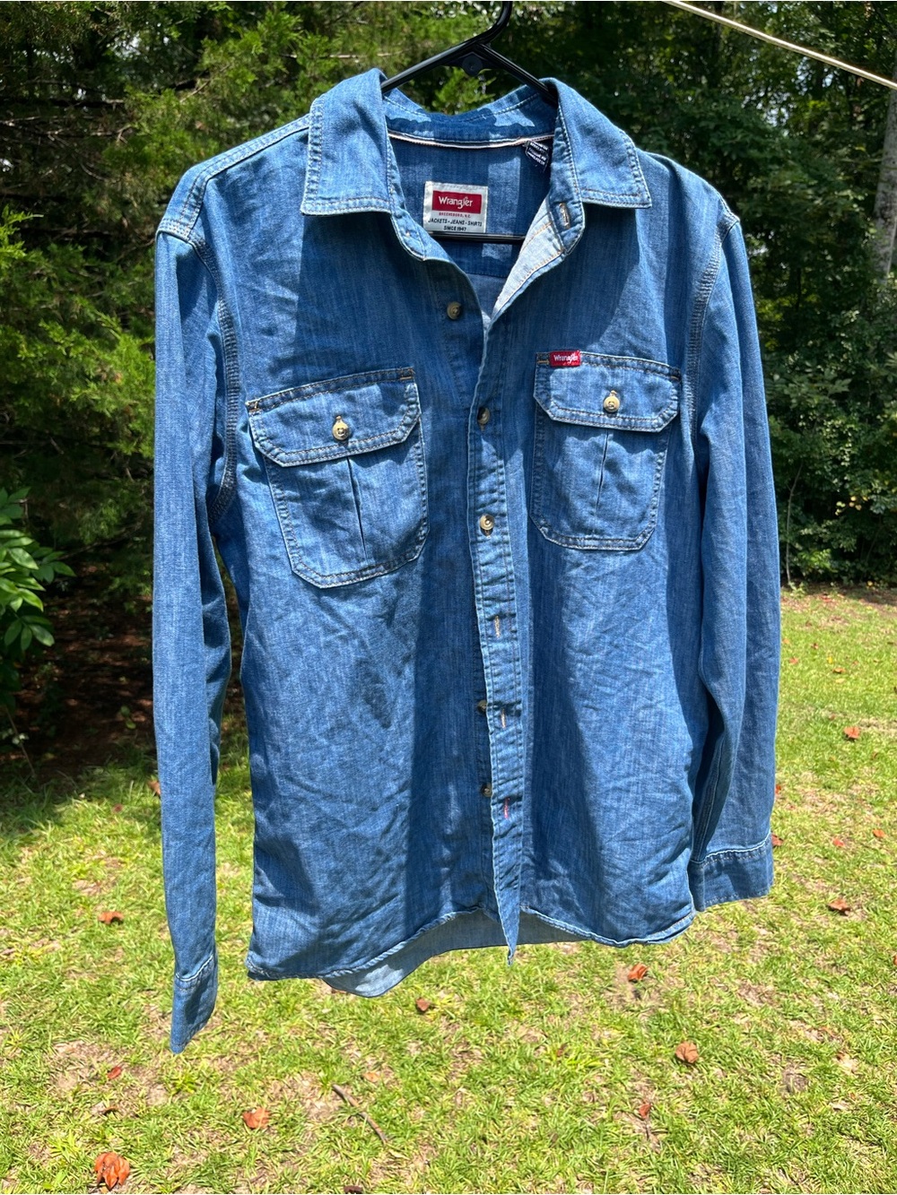 Wrangler Light Blue Denim Button-Up Shirt